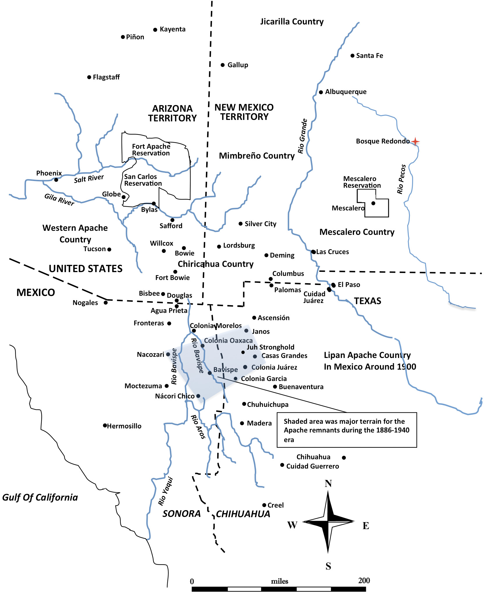 The Apacheria Prior to 1886 Towns built after 1886 are shown for points of - photo 4