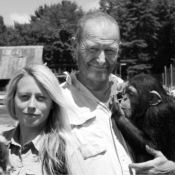 Carrie and Bud spending time outside with Louie the chimp Carrie and - photo 3