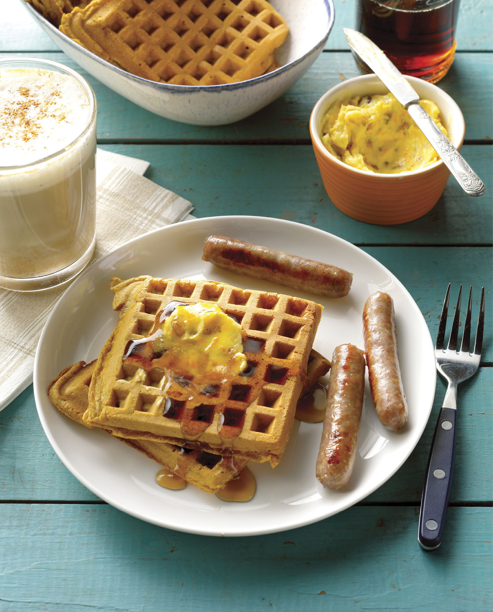 PUMPKIN WAFFLES WITH ORANGE WALNUT BUTTER This is so delicious Bring a - photo 7