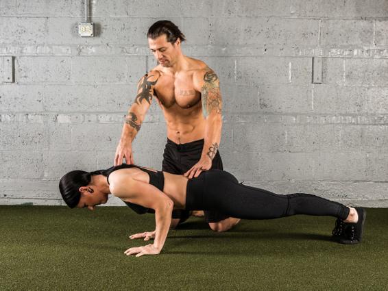 Push up position with partner standing near to evaluate Push up bottom - photo 5