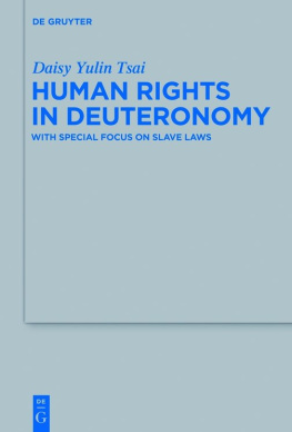 Daisy Yulin Tsai Human Rights in Deuteronomy: With Special Focus on Slave Laws (Beihefte Zur Zeitschrift Fur Die Alttestamentliche Wissenschaft): 464