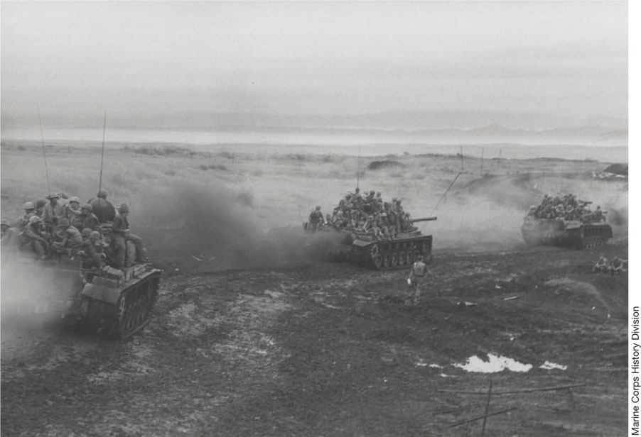 US Marine Corps tanks and infantry near Con Thien Secretary of Defense - photo 12