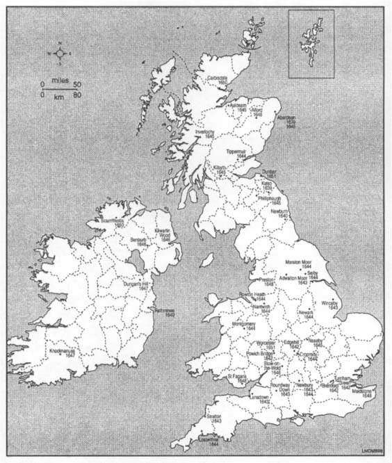 Map Battles of the Civil War 16391651 1637 23 July Scotland Riots at St - photo 2