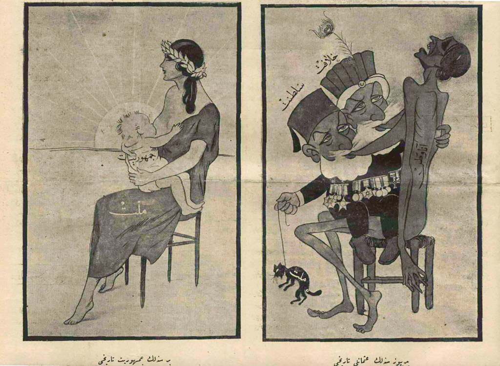 A cartoon from the satirical Turkish newspaper Akbaba 30 October 1924 On - photo 29