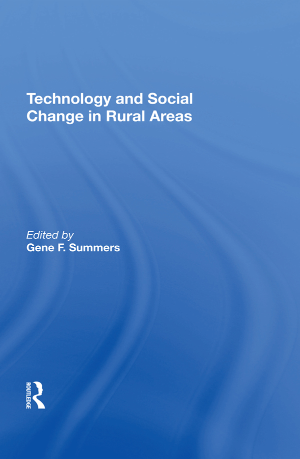 Technology and Social Change in Rural Areas Other Titles in This Series - photo 1