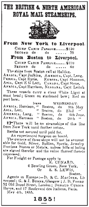 This 1855 advertisement created for the American agents of the Cunard line - photo 3