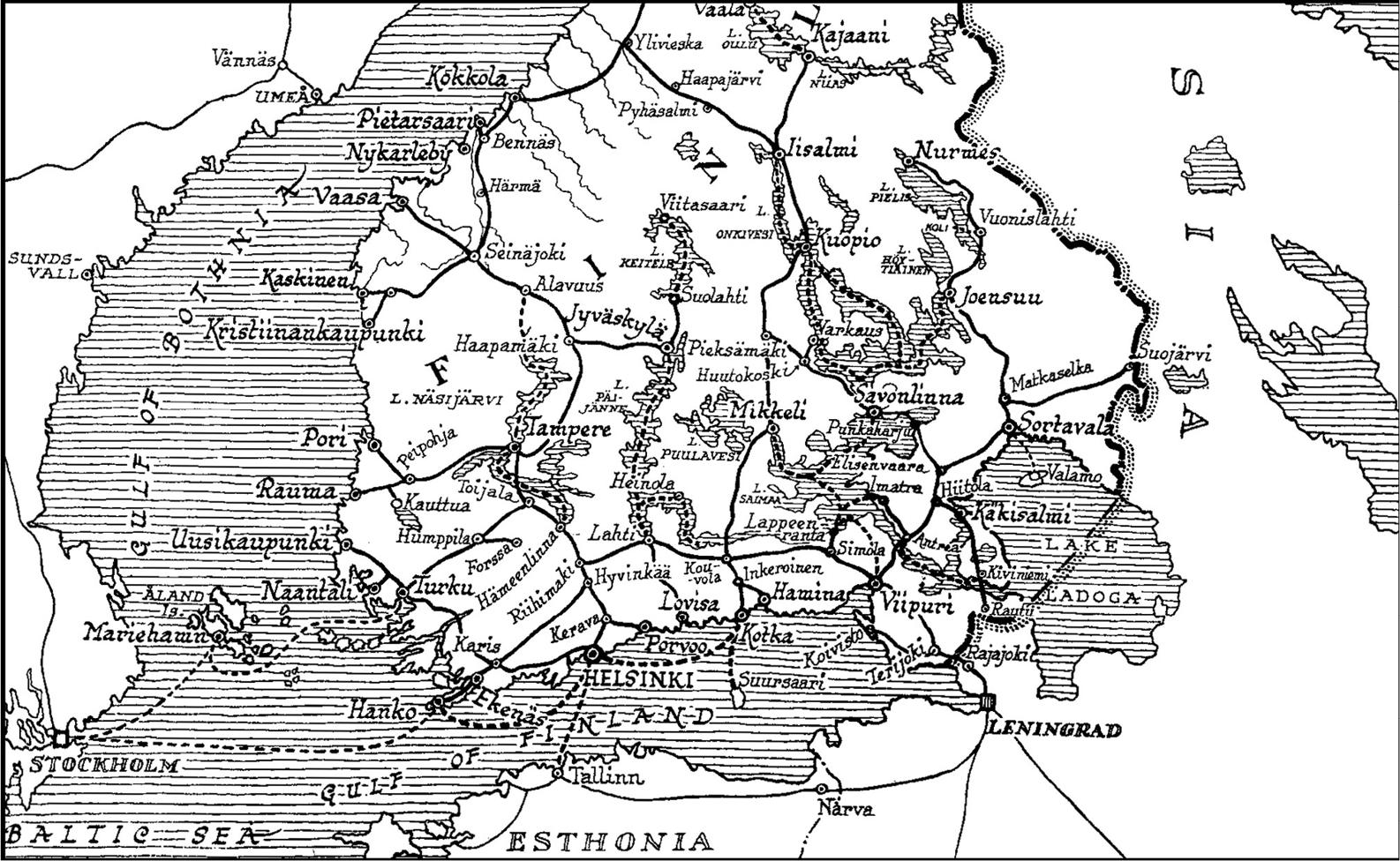 Map c 1930 with place names in Finnish Preface Whether further volumes - photo 7