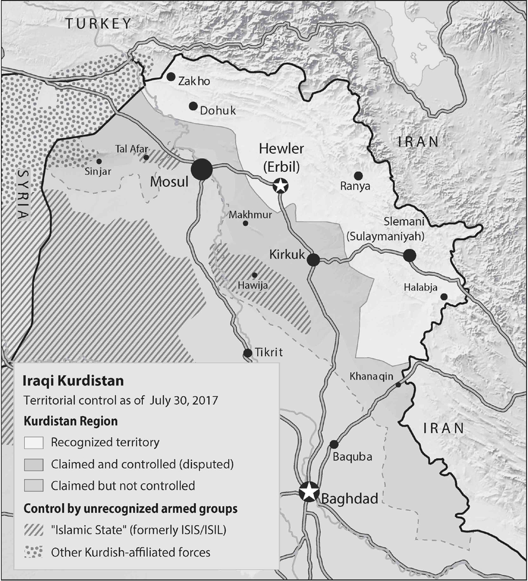 Map 2 Kurdish territorial control at the time of the 2017 independence - photo 4