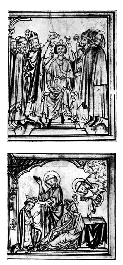 The coronation of St Edward Above St Edward crowned holding the sceptre and - photo 3