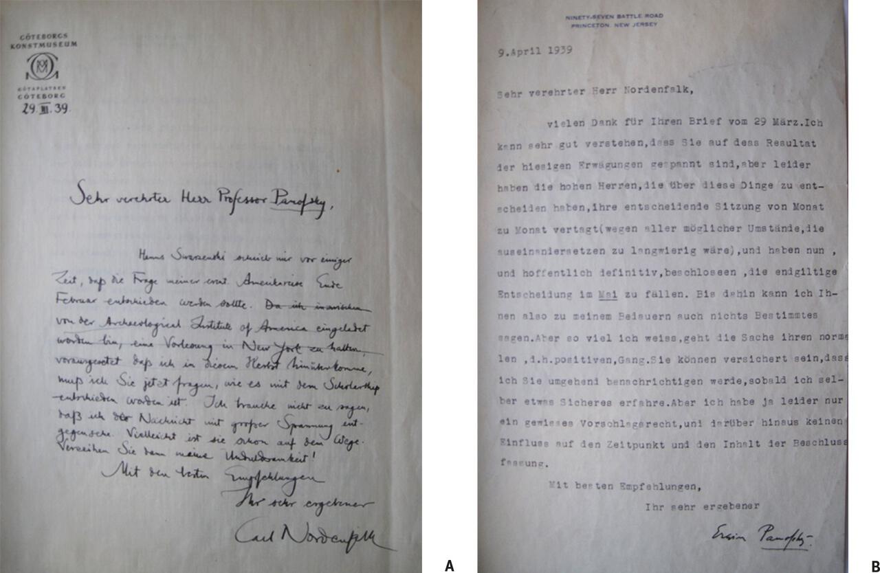 Fig 3AB A Letter from Nordenfalk to Erwin Panofsky and B letter from - photo 4