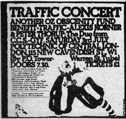 Advertisement for Traffic at the Oz benefit concert July 1971 Traffic on - photo 18