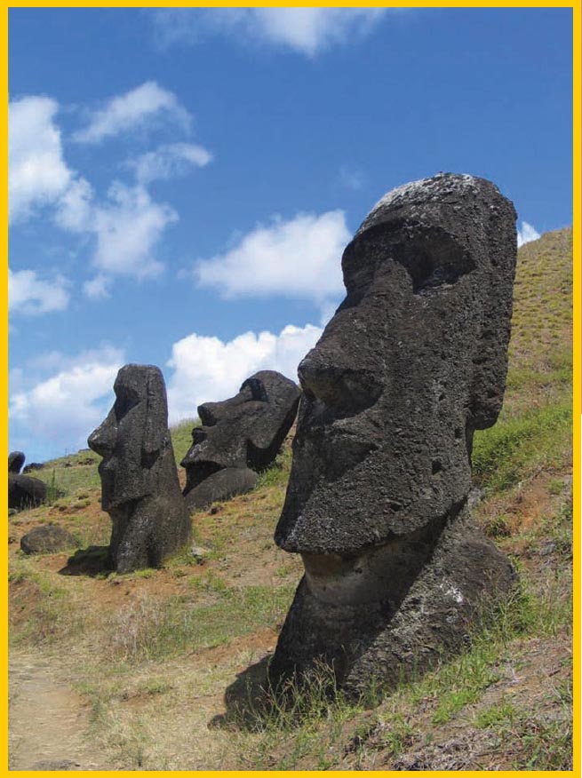 Moai on the slope of Rano Raraku face the sea from Easter Island Are they - photo 4