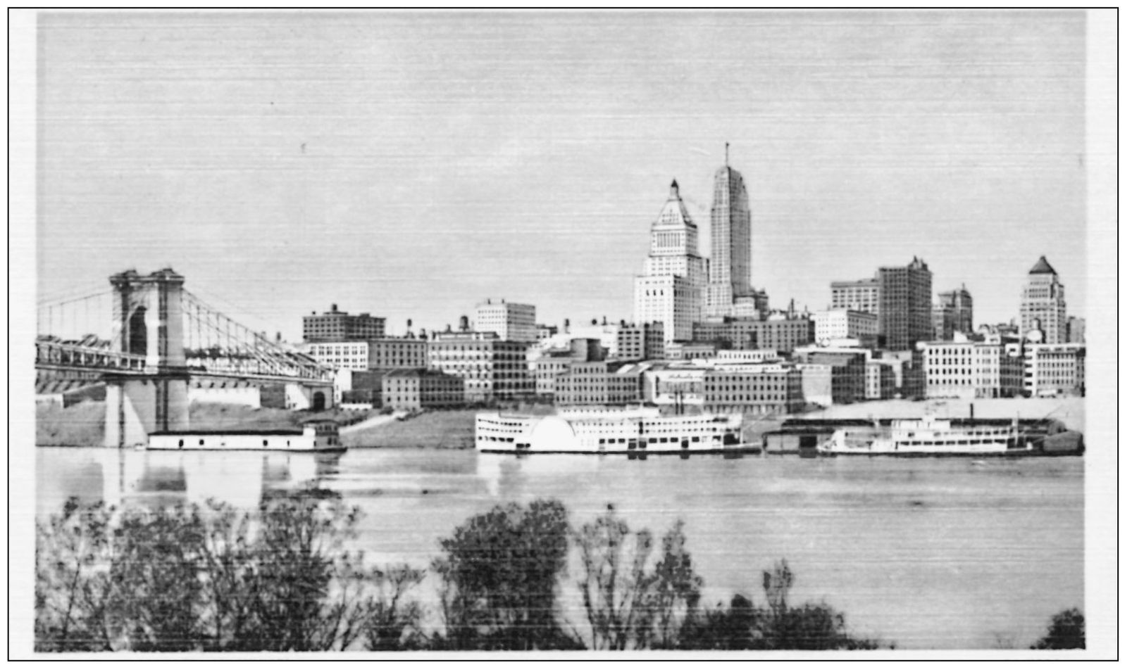 Another colorized Curteich-Chicago postcard shows the Cincinnati skyline and - photo 8