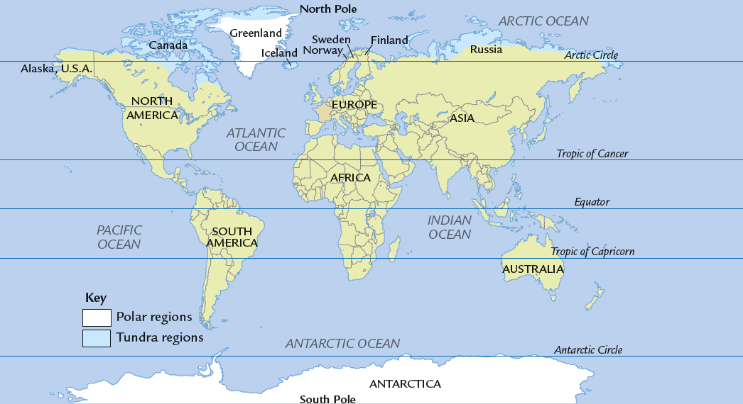 This map shows the polar and tundra regions of the world ICE CAP AND TUNDRA - photo 3