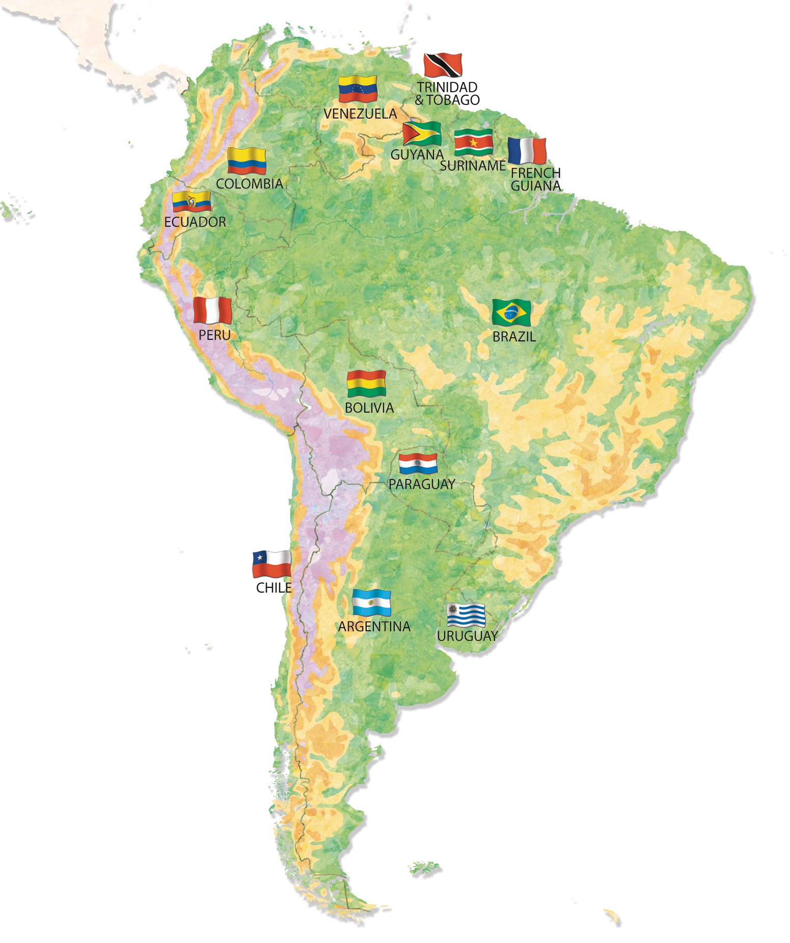 This map shows the flag for each country in South America Red yellow and - photo 13