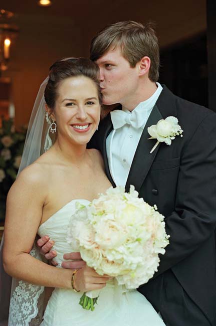 An excited Olivia and Zach just after the ceremony Boxwoods-and-flowers - photo 3