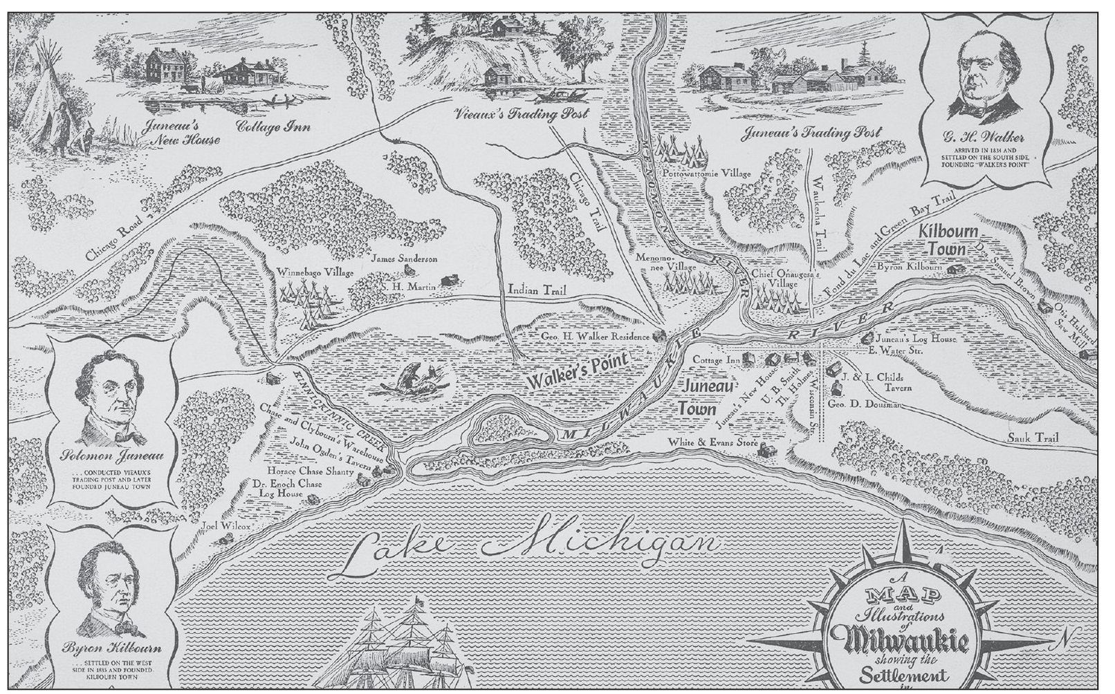 Here is a map of Milwaukee settlement in 1835 The mouth of the Milwaukee River - photo 3