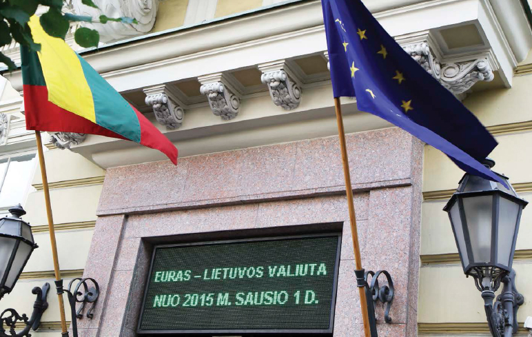 A digital clock above the entrance to the Bank of Lithuania counts the time - photo 6