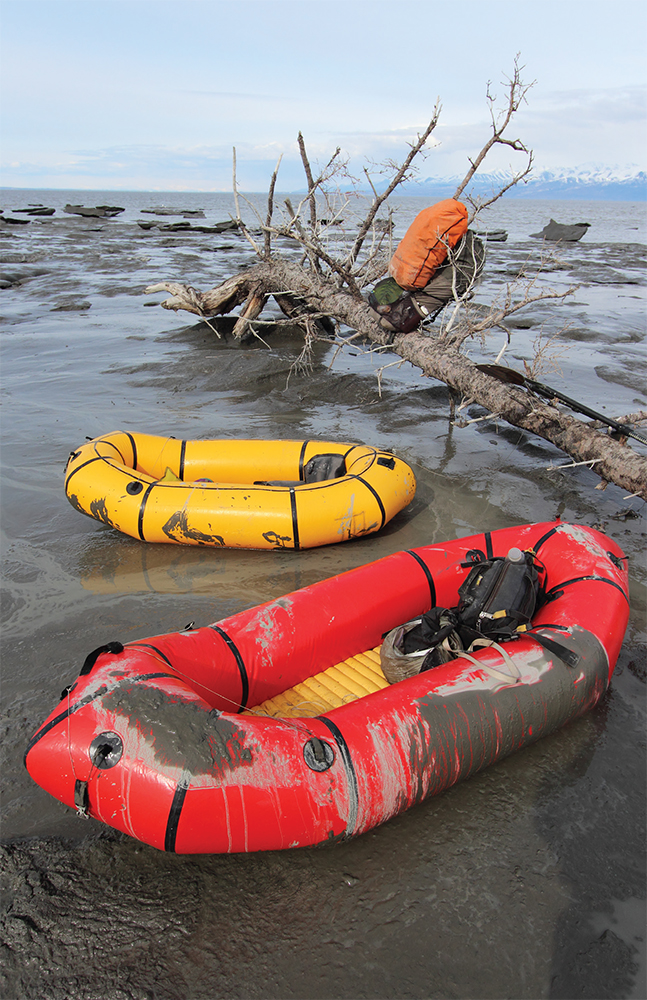 Forced onto the mud by the currents of Chickaloon Bay we rest our gear on the - photo 2