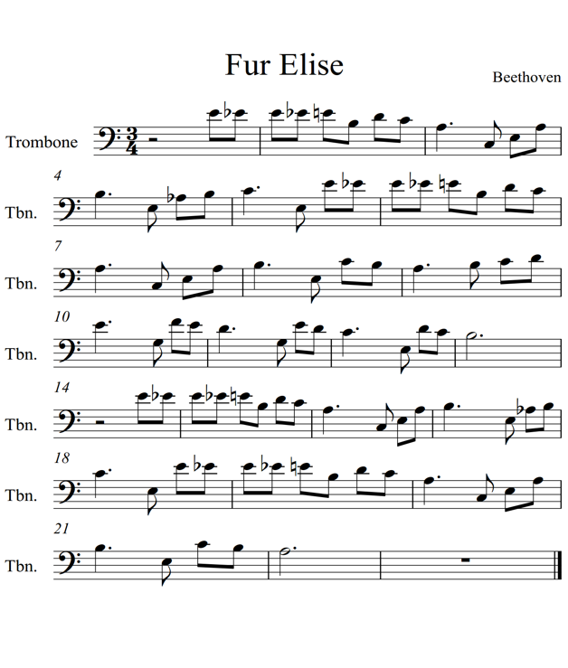 Fur Elise Trombone Piano - photo 1