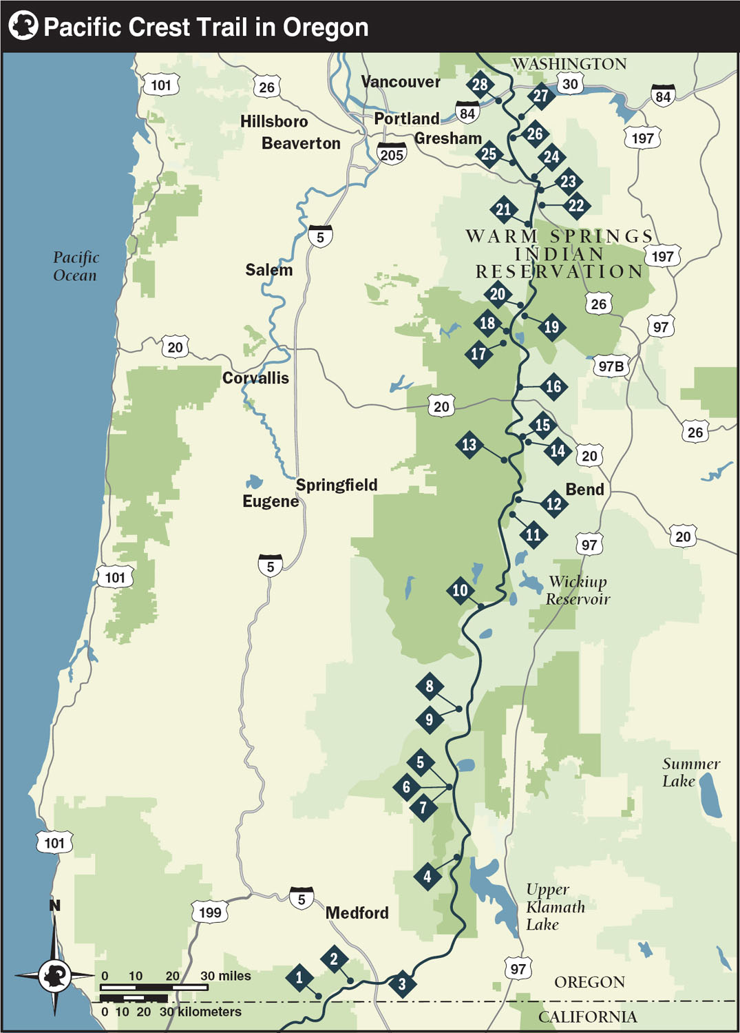 Map Key Trail Name Part 1 SOUTH California Border to Mount Thielsen - photo 2