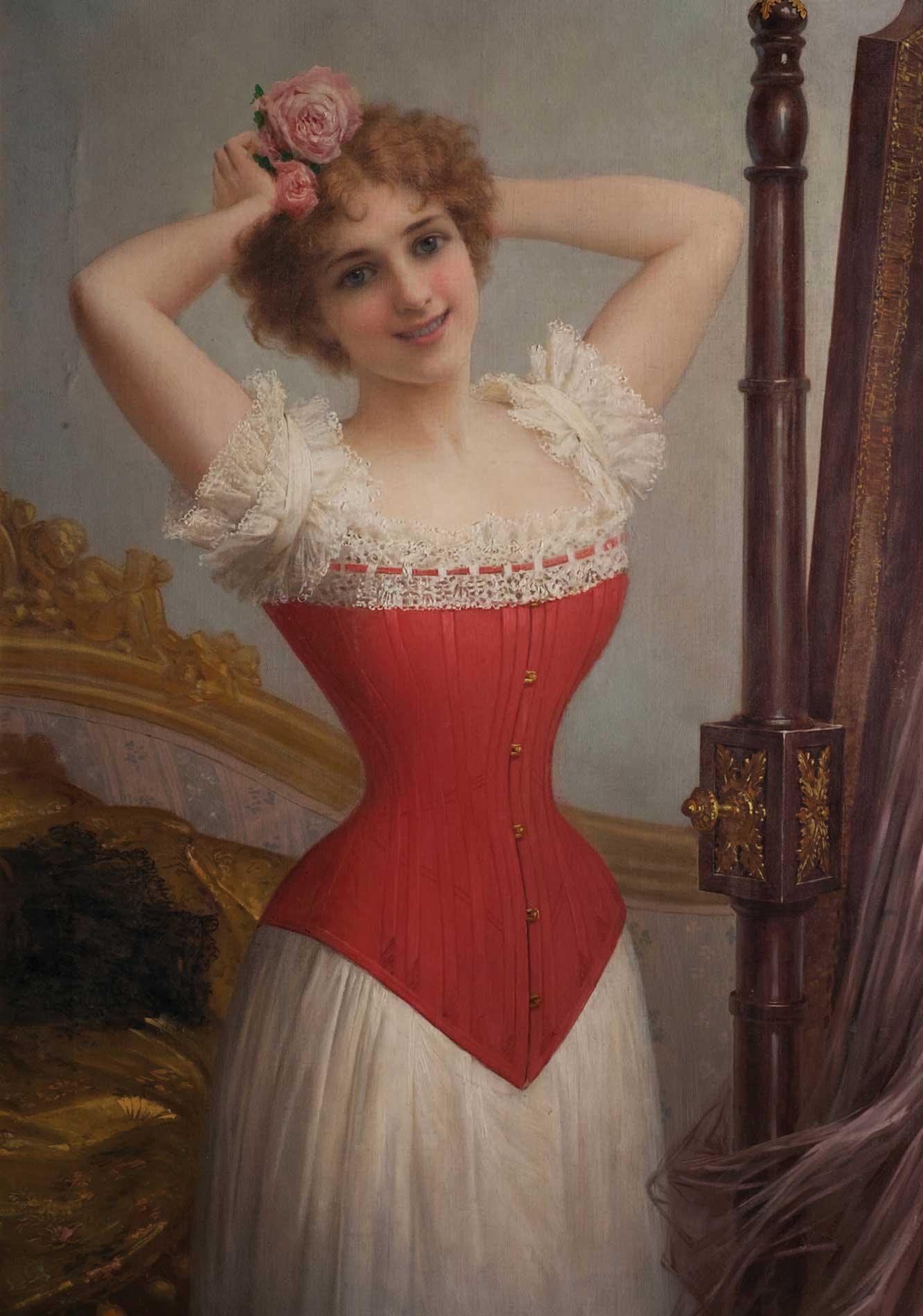 Lady in a Red Corset artist unknown oil on canvas from the PCF Fine Art - photo 2