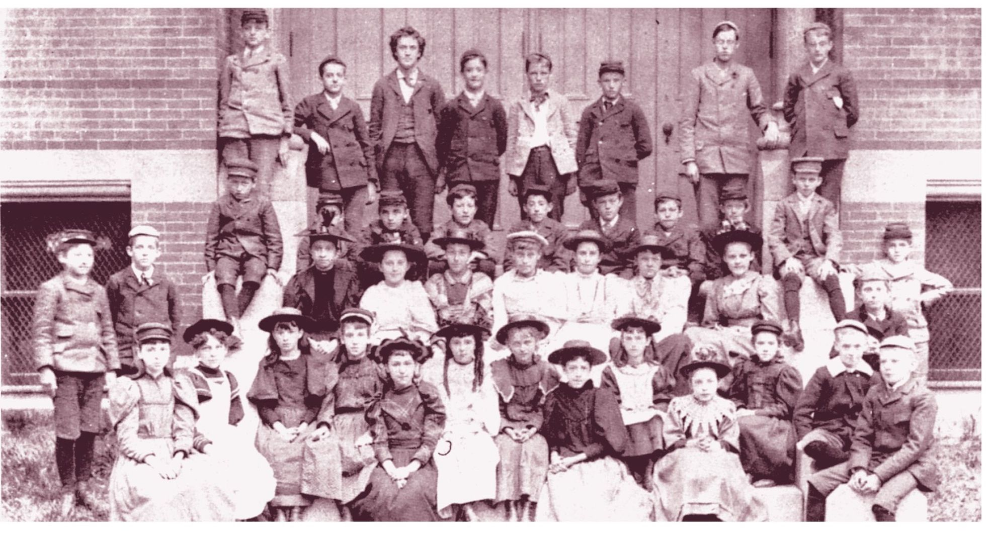 S tudents at the Ann Hutchinson School in Roslindale pose on the steps for - photo 2