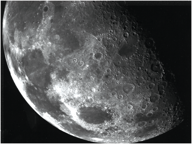 Looking at the Moon from Earth through a small telescope or large binoculars - photo 4