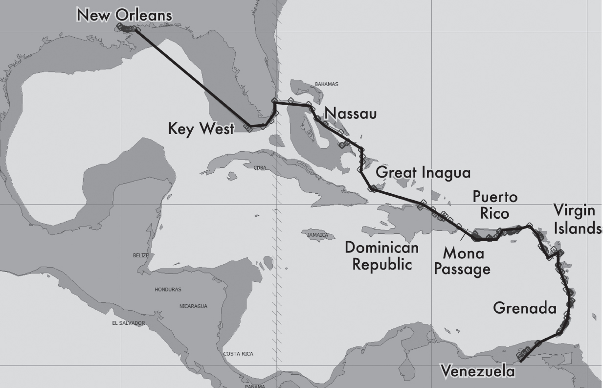 Track of Nada from Mandeville Louisiana to Cumana Venezuela January to June - photo 4