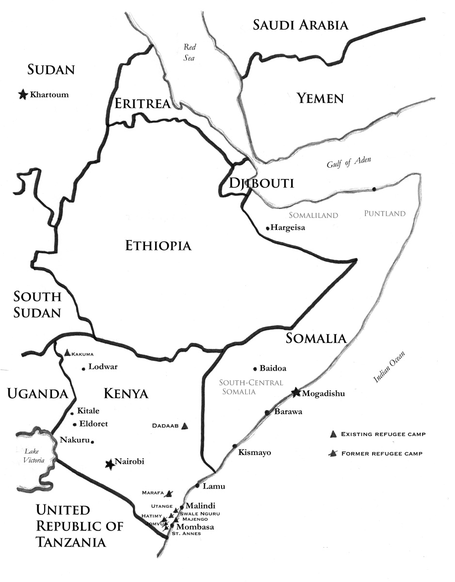 The Horn of Africa and Kenyan refugee camps Map adapted by the author from Map - photo 2