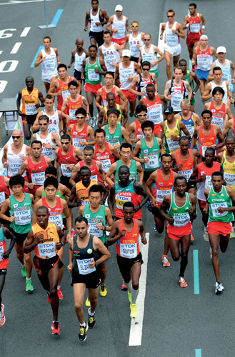 The start of the mens marathon at the 2011 World Championships in Daegu As - photo 2