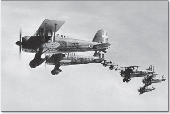 Maggiore Ernesto Botto in an aircraft from the 73 a Squadriglia leading a - photo 2