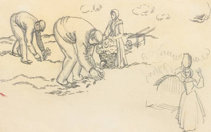 Men Working In The Fields Pencil on paper Detail Dancer Pencil And - photo 12