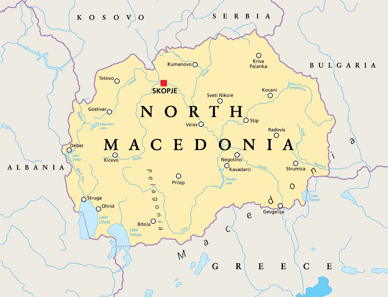 This map of North Macedonia shows its important cities rivers lakes and - photo 5