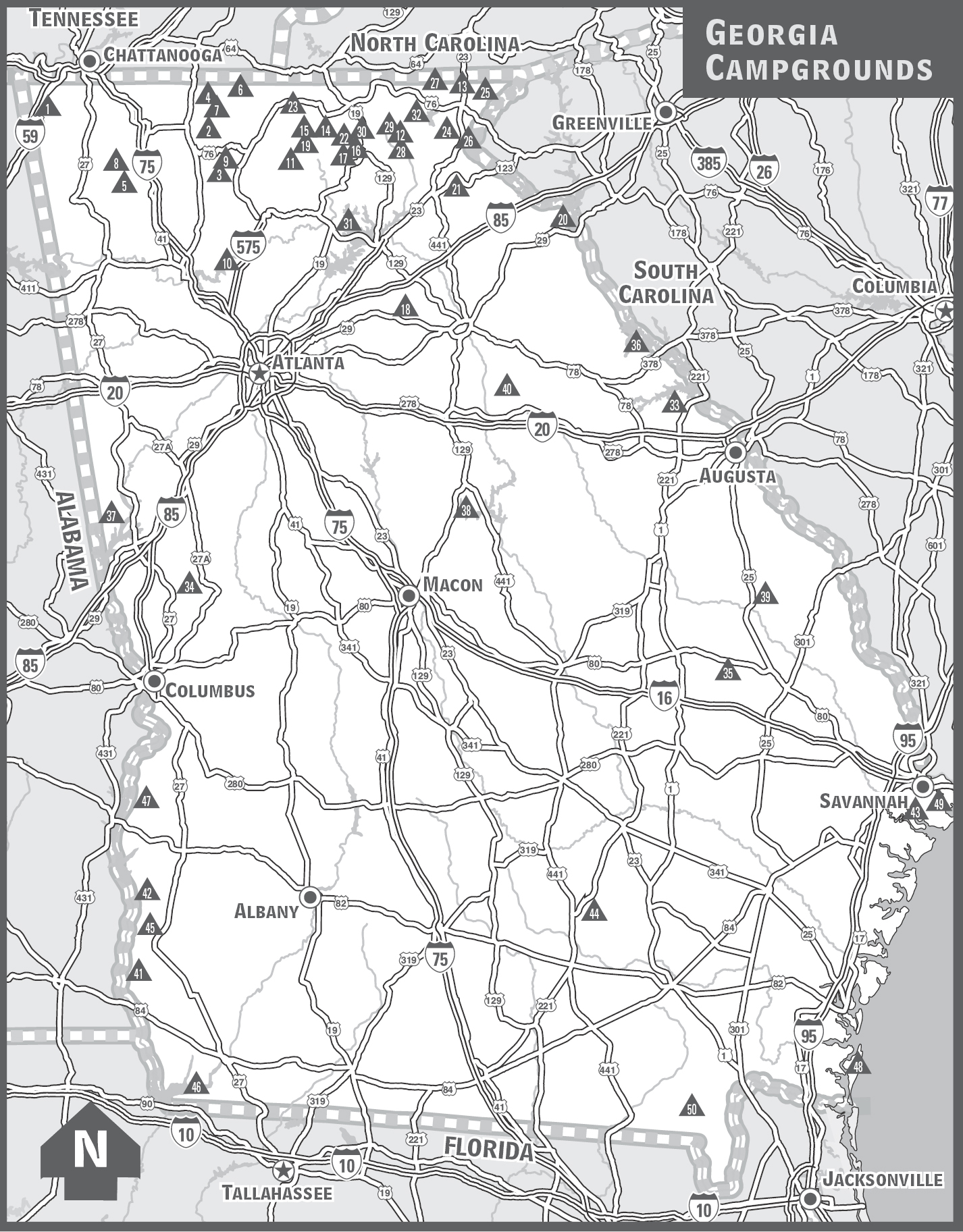 MAP LEGEND GEORGIA MAPS KEY Other Books by Johnny Molloy Backcountry - photo 2