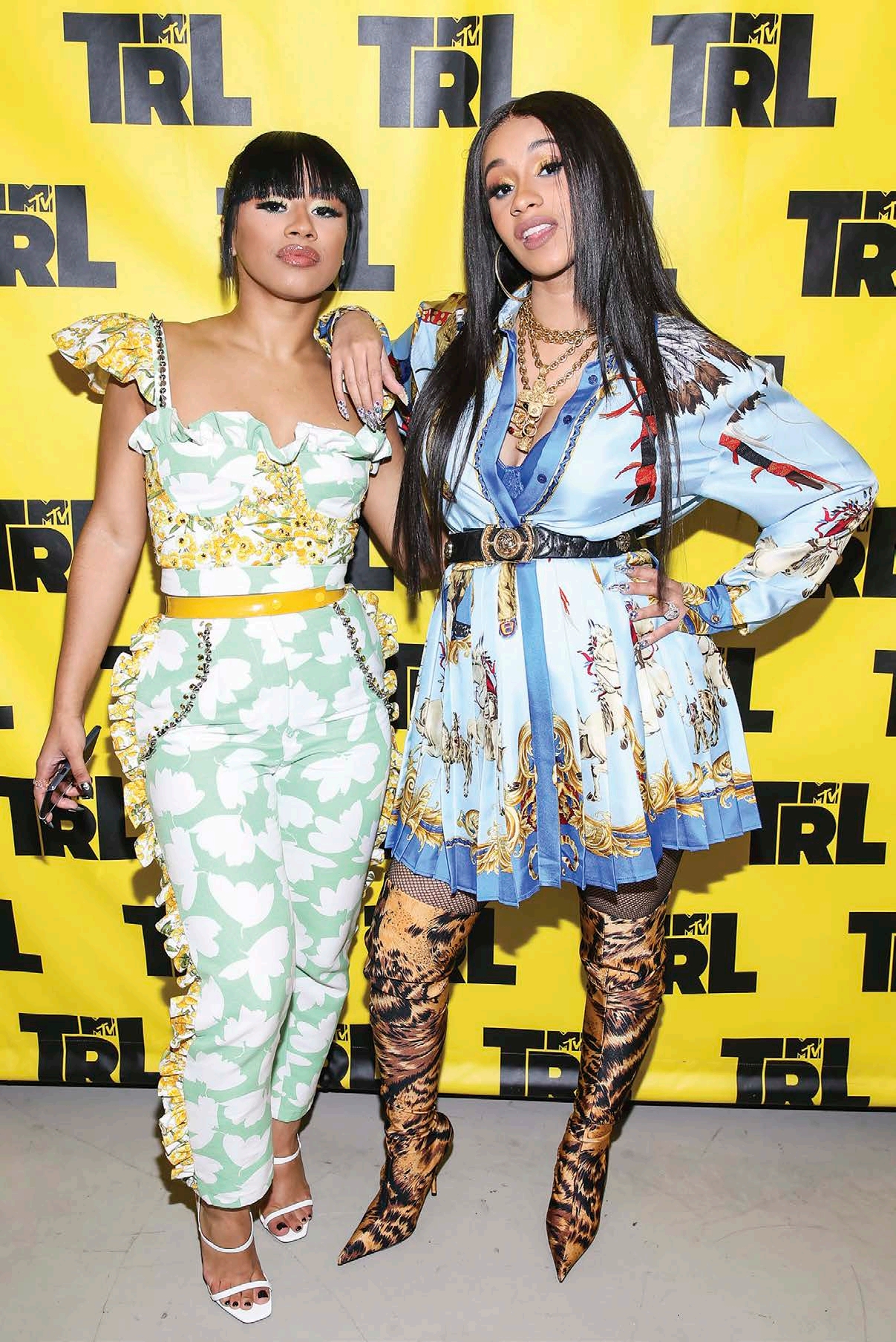 Cardi B right and her younger sister Hennessy Carolina visit the MTV show - photo 3