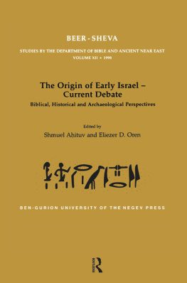 Shmuel Ahituv The Origin of Early Israel-Current Debate