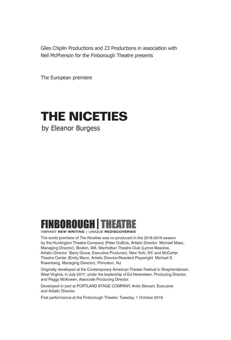 THE NICETIES by Eleanor Burgess Cast in order of speaking Janine Janie - photo 1