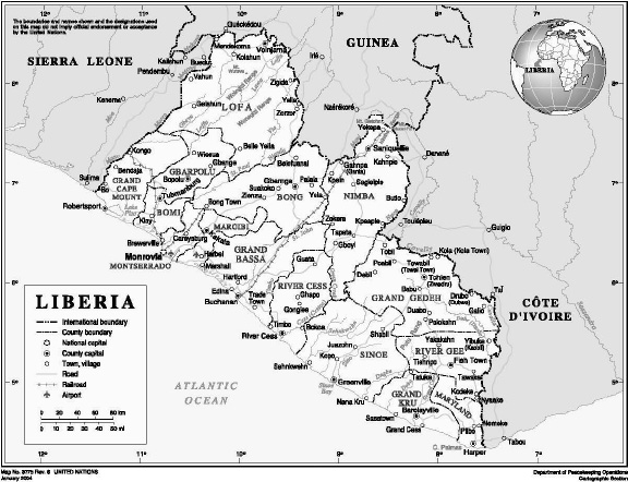 Figure 1 Map of Liberia Courtesy United Nations Cartographic Section map - photo 3