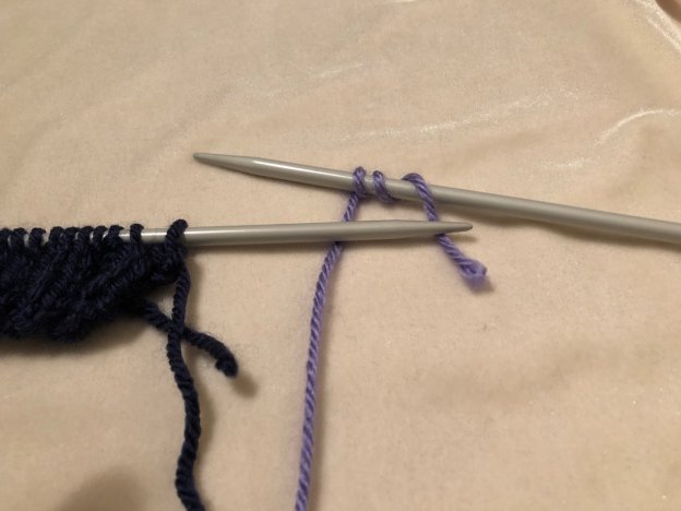 S tart knitting with the right needle but use Color A yarn not Color B yarn - photo 13