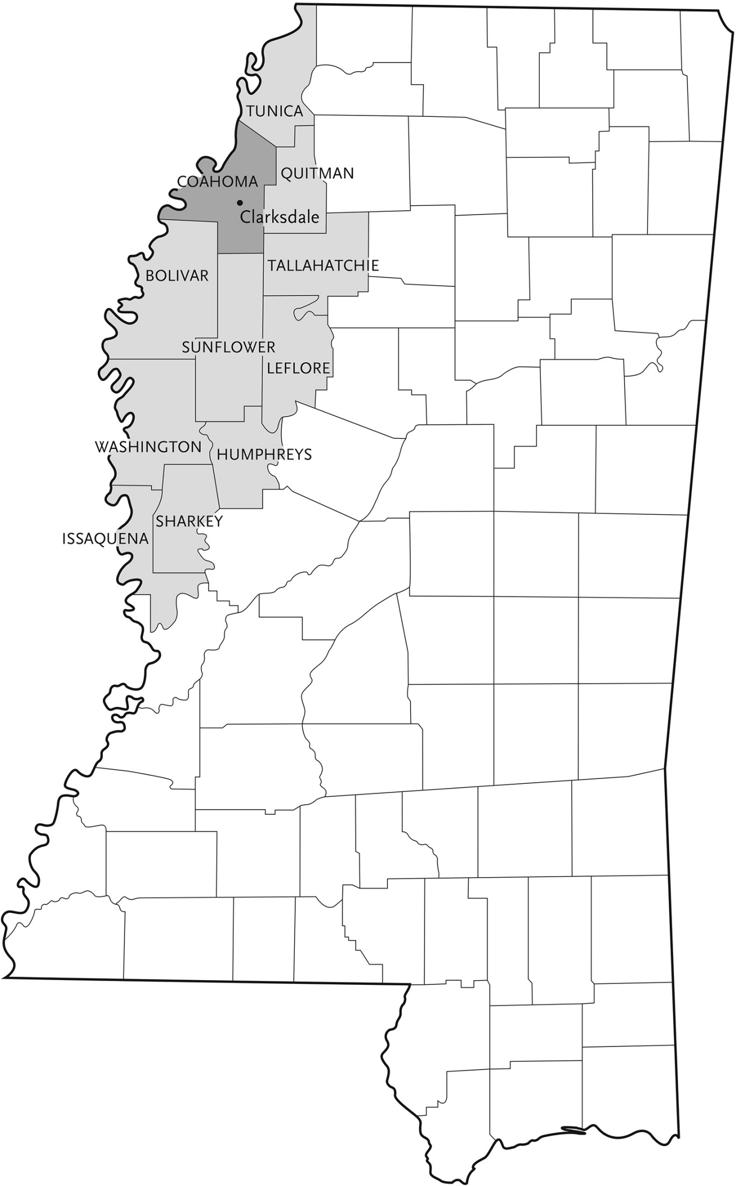 Map 1 Eleven counties of the Central Mississippi Delta region Source Lynn - photo 1