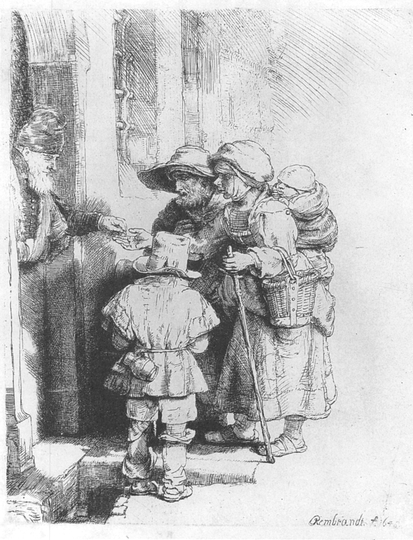 Rembrandt van Rijn Beggars Receiving Alms at the Door of a House Reproduced - photo 2