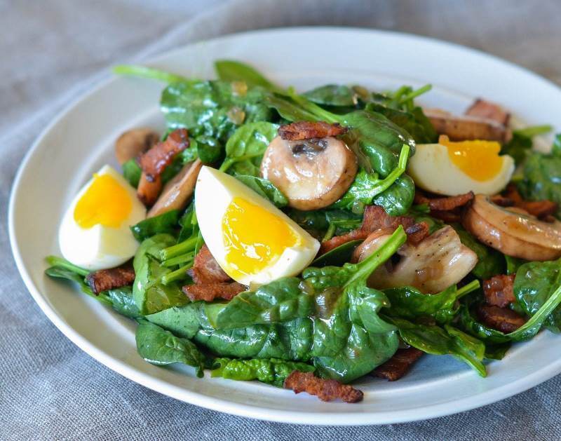 A delicious and simple salad with mushrooms bacon spinach and more Makes - photo 11