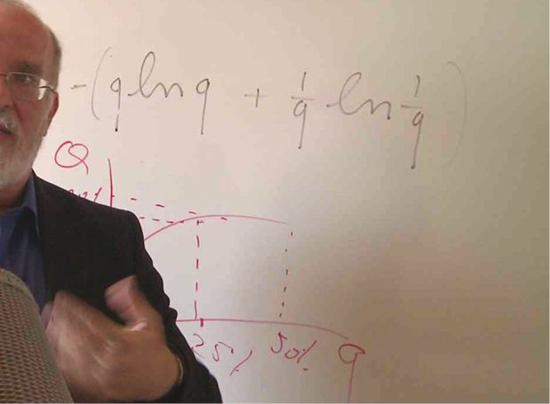 Itzhak Ben Israel explains to Yotam Feldman his mathematical equation for the - photo 3