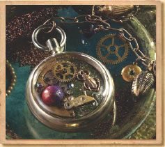 Steampunk emporium creating fantastical jewelry devices and oddments from assorted cogs gears and curios - image 2