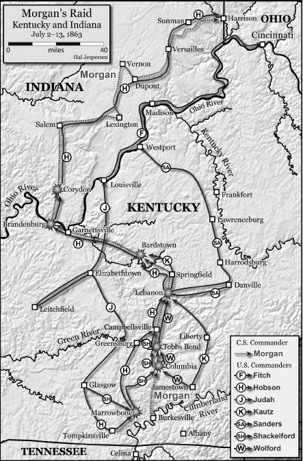 Map of Morgans Great Raid in Kentucky and Indiana Authors collection Map - photo 3