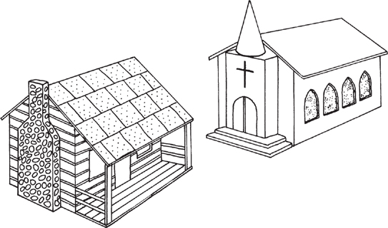 Log Cabin and Country Chapel blueprints on Ingredients and Supplies There - photo 1