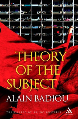 Alain Badiou Theory of the Subject