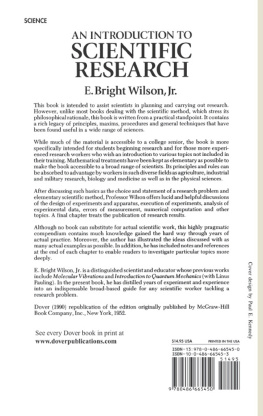 E. Bright Wilson Jr. An Introduction to Scientific Research