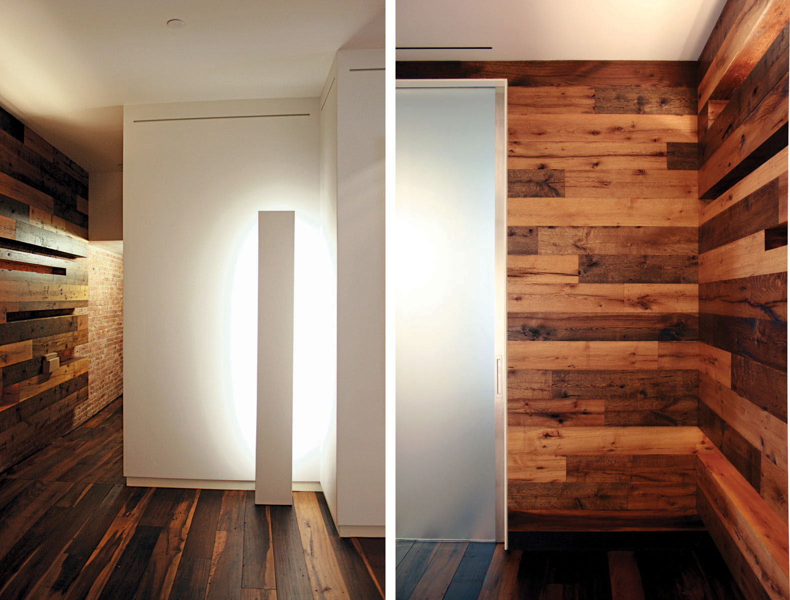 The entry is clad in a reclaimed Brazilian barn wood that extends throughout - photo 19